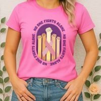 No One Fights Alone Breast Cancer Women's T-Shirt thumb 2