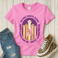 No One Fights Alone Breast Cancer Women's T-Shirt thumb 3