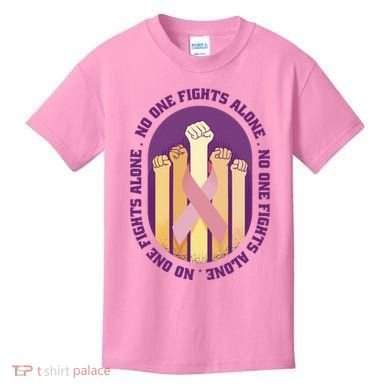 No One Fights Alone Breast Cancer Kids T-Shirt