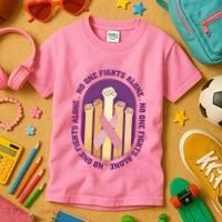 No One Fights Alone Breast Cancer Kids T-Shirt thumb 3