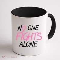 No One Fights Alone Breast Cancer Coffee Mug thumb 1