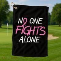 No One Fights Alone Breast Cancer Golf Towel thumb 1