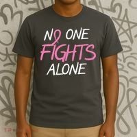 No One Fights Alone Breast Cancer T-Shirt thumb 3