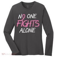 No One Fights Alone Breast Cancer Women's Long Sleeve Shirt thumb 0
