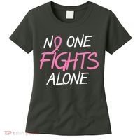 No One Fights Alone Breast Cancer Women's T-Shirt thumb 0