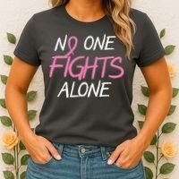 No One Fights Alone Breast Cancer Women's T-Shirt thumb 2