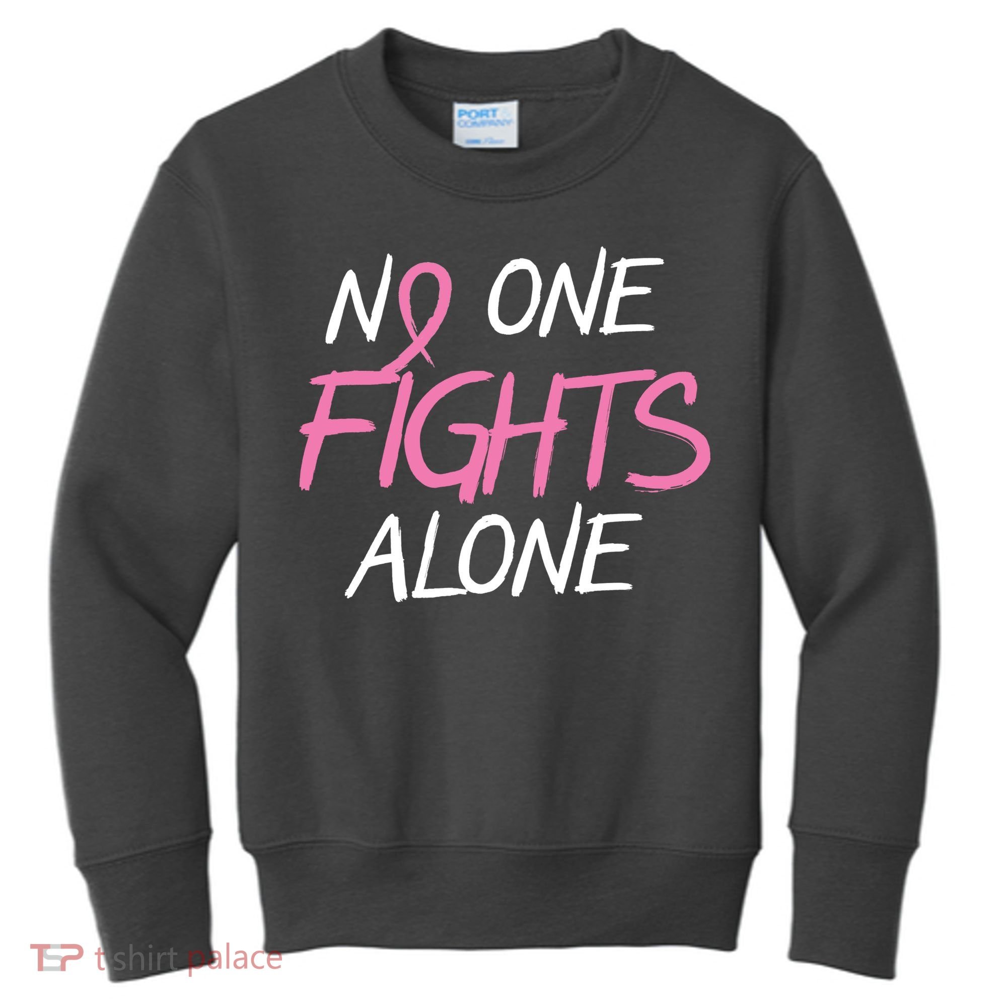 No One Fights Alone Breast Cancer Kids Sweatshirt