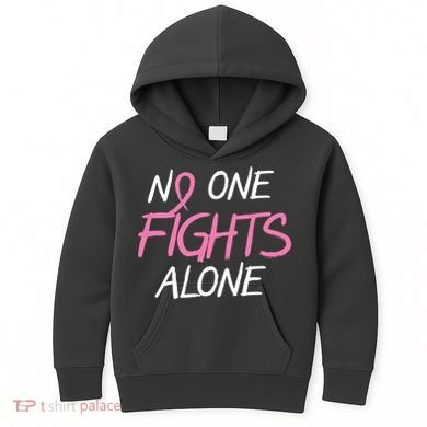 No One Fights Alone Breast Cancer Kids Hoodie