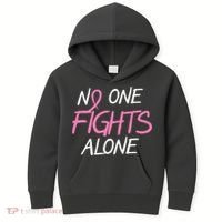 No One Fights Alone Breast Cancer Kids Hoodie thumb 0