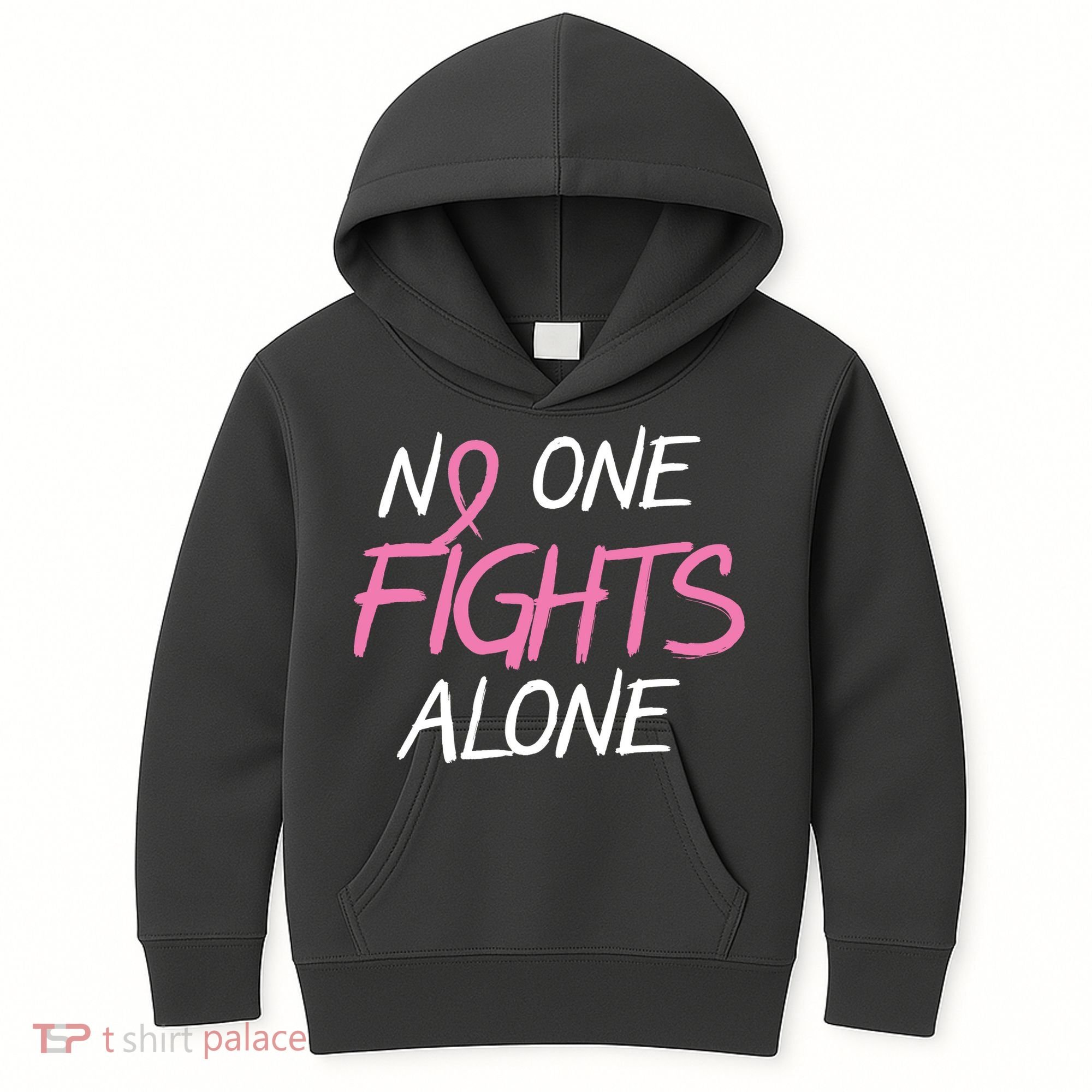No One Fights Alone Breast Cancer Kids Hoodie