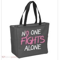 No One Fights Alone Breast Cancer Tote Bag thumb 2