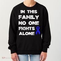 No One Fights Colon Cancer Alone Awareness Blue Ribbon Gift Women's Sweatshirt thumb 0