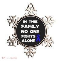 No One Fights Colon Cancer Alone Awareness Blue Ribbon Gift Ornament thumb 0