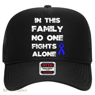 No One Fights Colon Cancer Alone Awareness Blue Ribbon Gift Hat