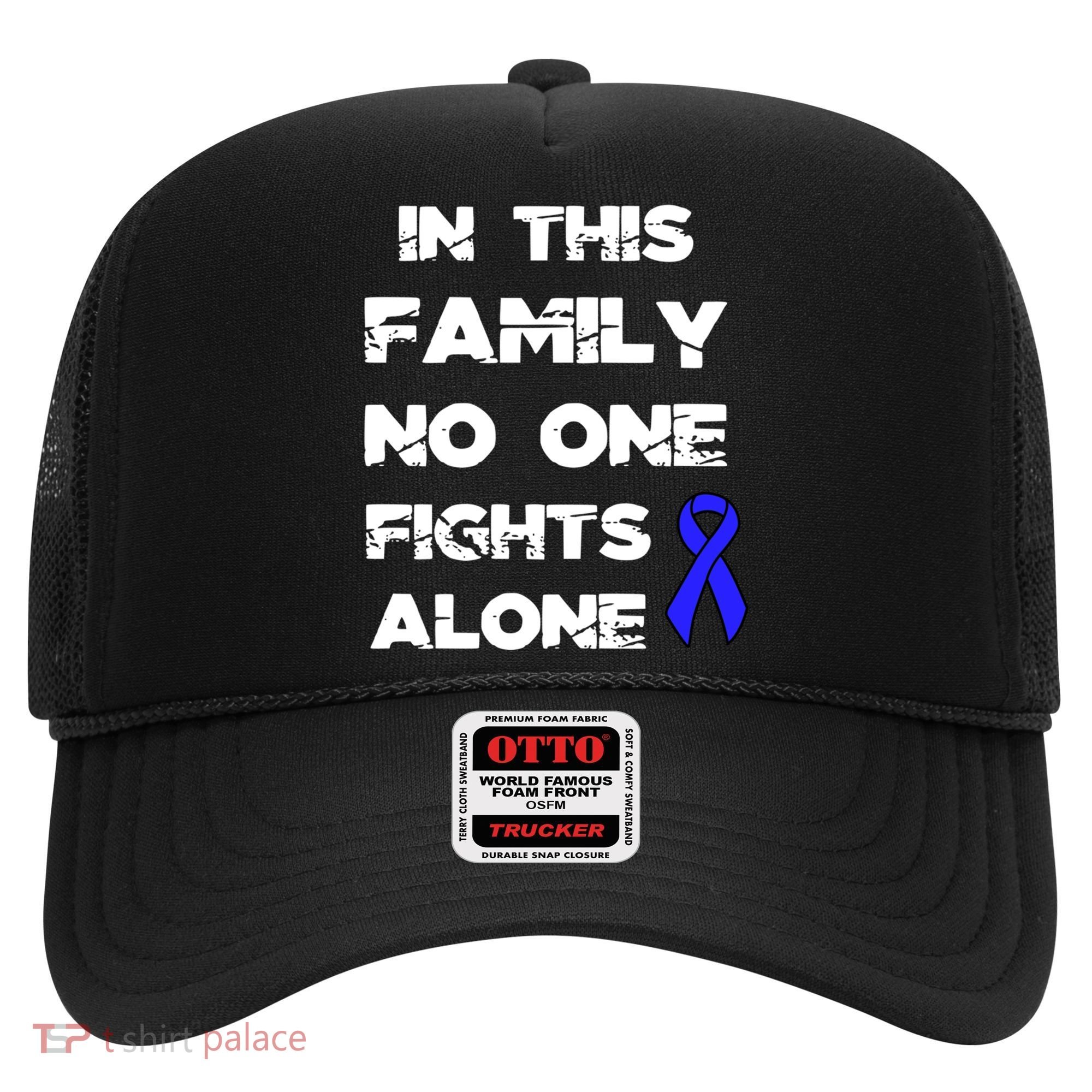 No One Fights Colon Cancer Alone Awareness Blue Ribbon Gift Hat