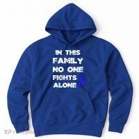 No One Fights Colon Cancer Alone Awareness Blue Ribbon Gift Hoodie thumb 0