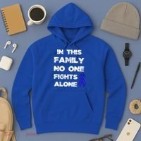 No One Fights Colon Cancer Alone Awareness Blue Ribbon Gift Hoodie thumb 3