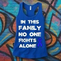 No One Fights Colon Cancer Alone Awareness Blue Ribbon Gift Women's Tank Top thumb 3