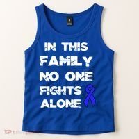 No One Fights Colon Cancer Alone Awareness Blue Ribbon Gift Tank Top thumb 2