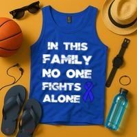 No One Fights Colon Cancer Alone Awareness Blue Ribbon Gift Tank Top thumb 4