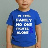 No One Fights Colon Cancer Alone Awareness Blue Ribbon Gift Toddler T-Shirt thumb 2