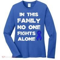 No One Fights Colon Cancer Alone Awareness Blue Ribbon Gift Women's Long Sleeve Shirt thumb 0