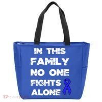 No One Fights Colon Cancer Alone Awareness Blue Ribbon Gift Tote Bag thumb 0