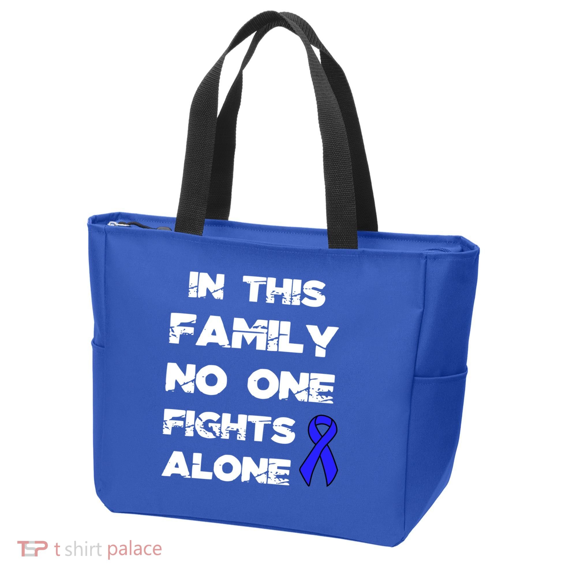 No One Fights Colon Cancer Alone Awareness Blue Ribbon Gift Tote Bag