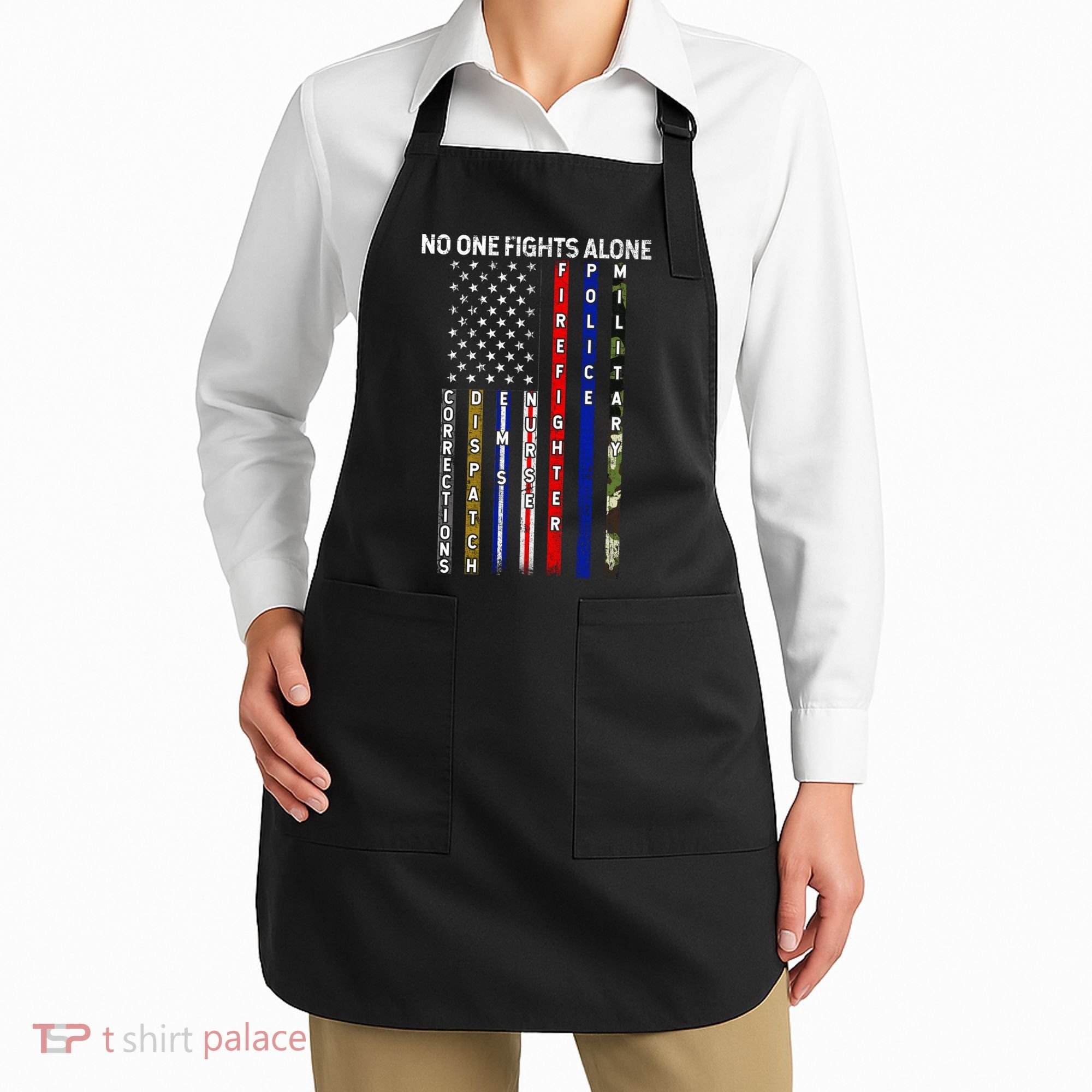 No One Fight Alone USA Flag Apron