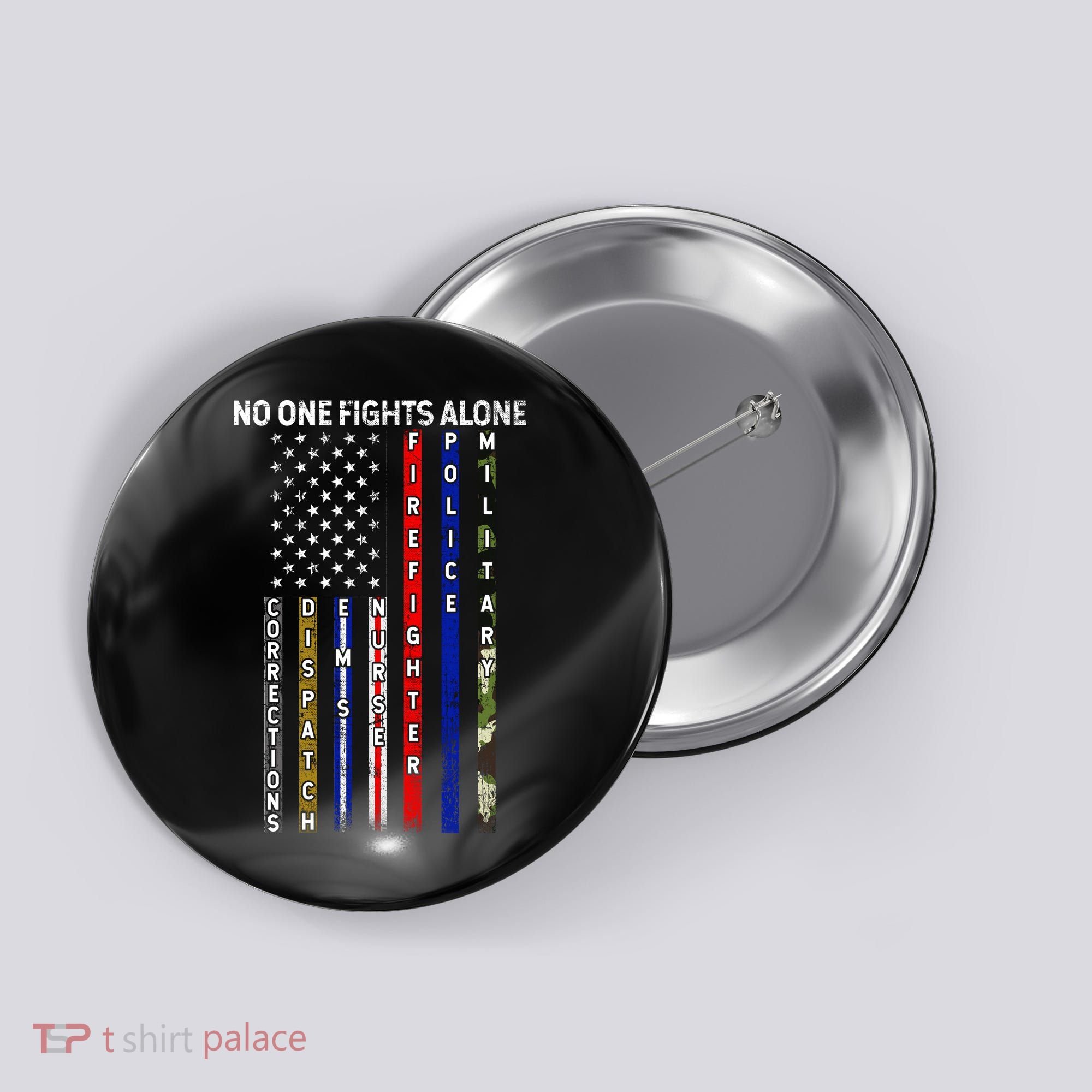 No One Fight Alone USA Flag Button