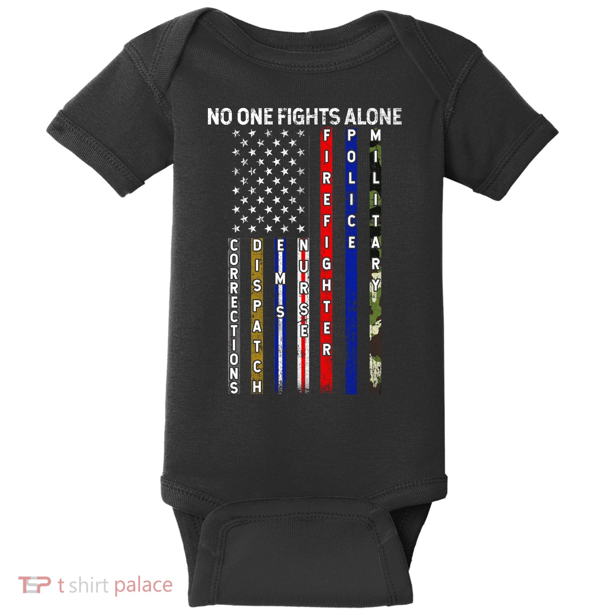 No One Fight Alone USA Flag Baby Bodysuit