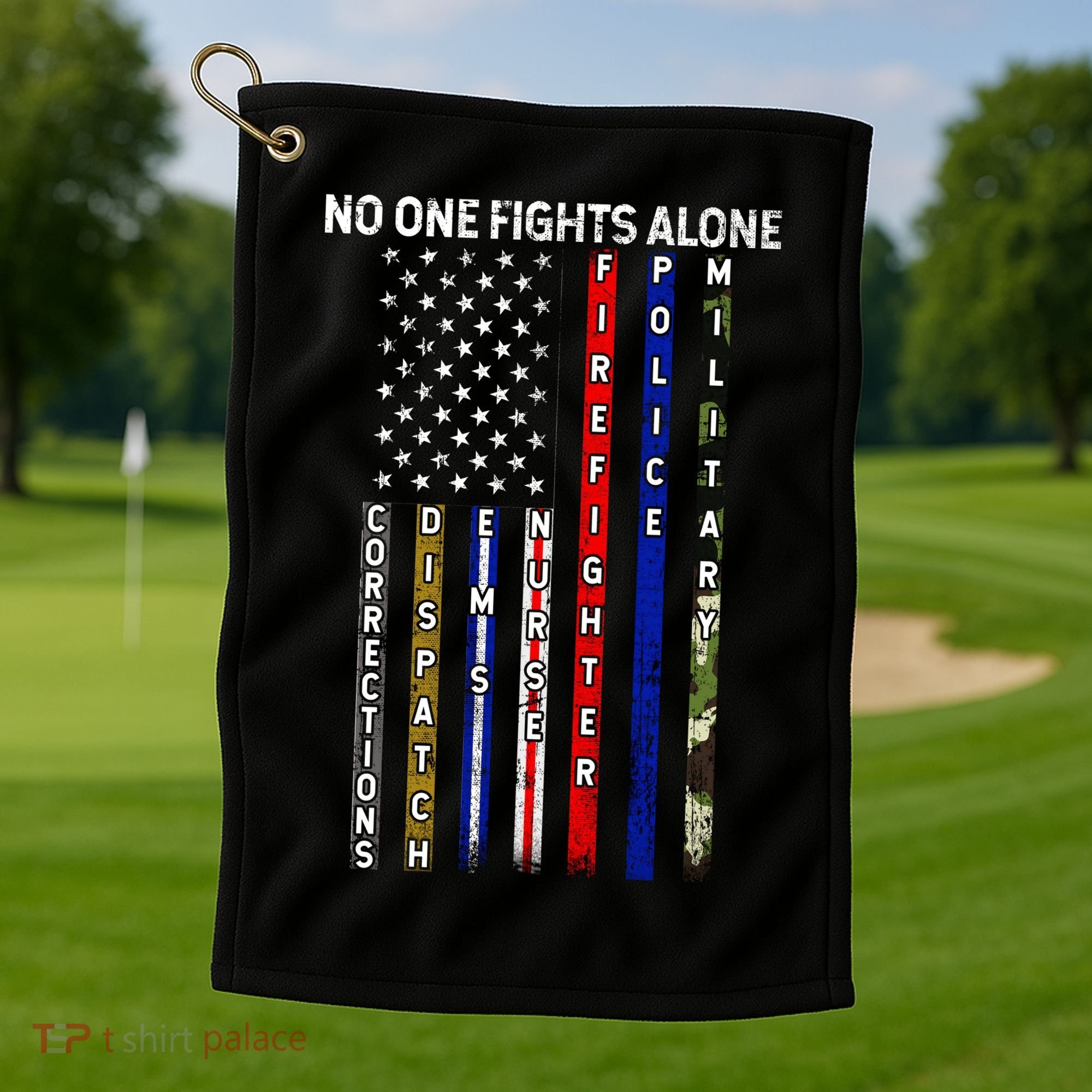 No One Fight Alone USA Flag Golf Towel