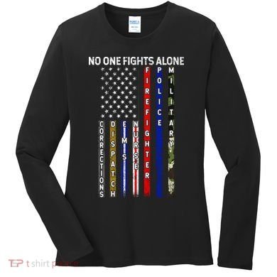 No One Fight Alone USA Flag Women's Long Sleeve Shirt
