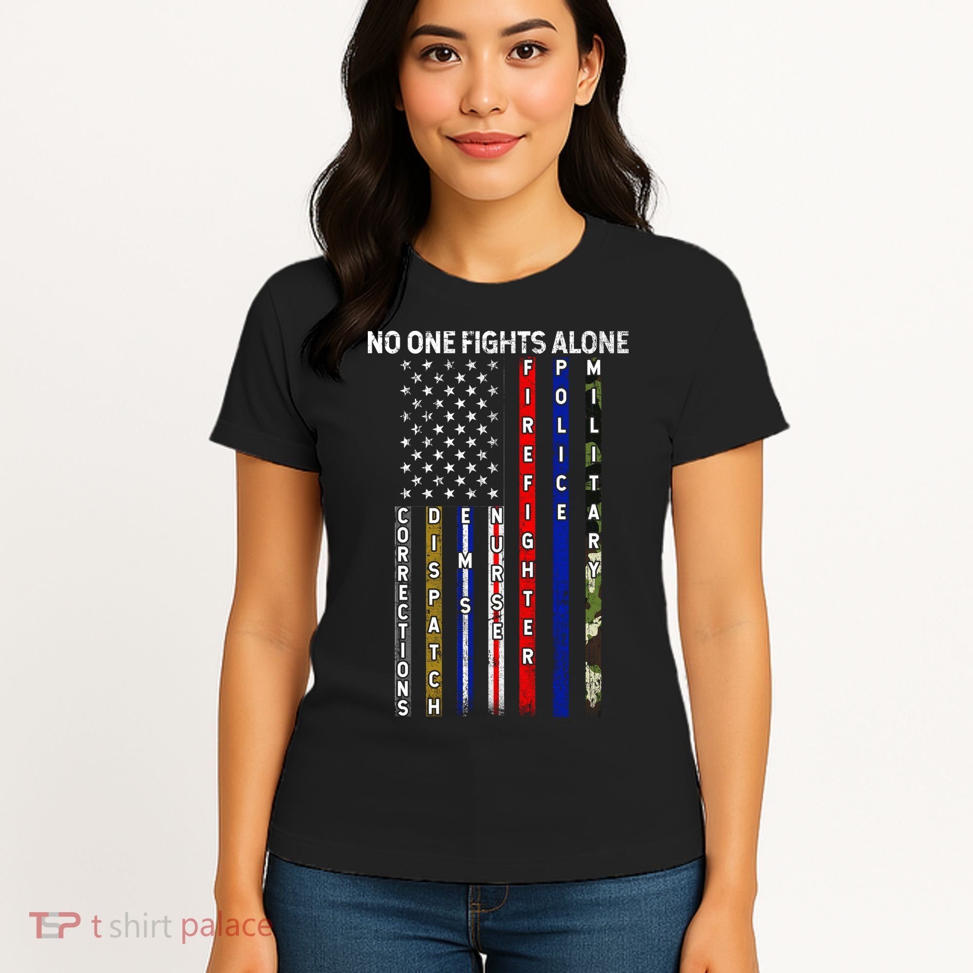 No One Fight Alone USA Flag Women's T-Shirt
