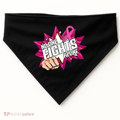 No One Fights Alone Breast Cancer Awareness USA-Made Doggie Bandana