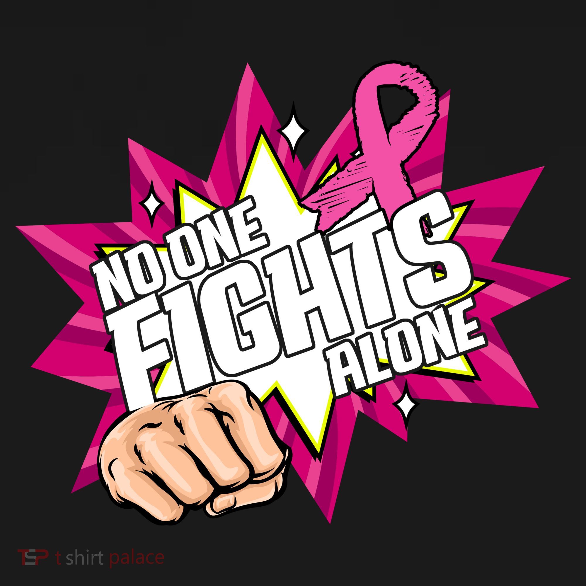 No One Fights Alone Breast Cancer Awareness USA-Made Doggie Bandana