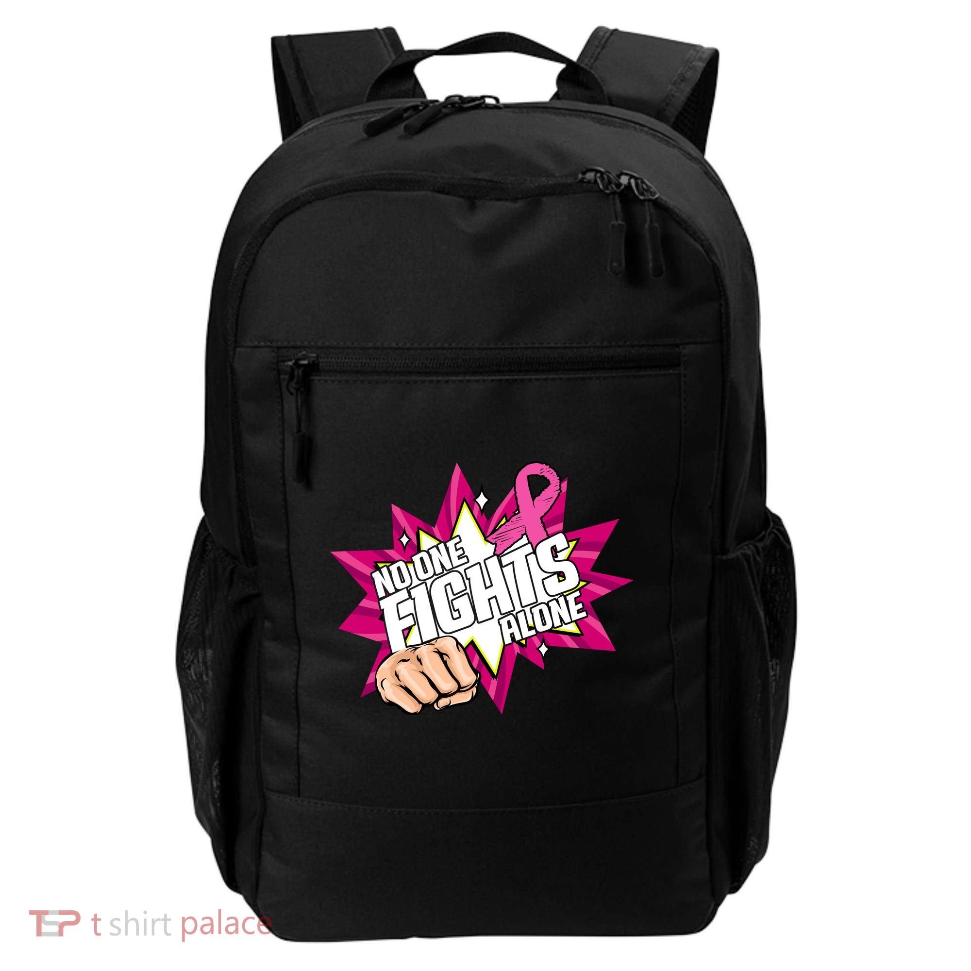 No One Fights Alone Breast Cancer Awareness Backpack
