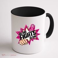 No One Fights Alone Breast Cancer Awareness Coffee Mug thumb 1