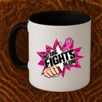 No One Fights Alone Breast Cancer Awareness Coffee Mug thumb 2