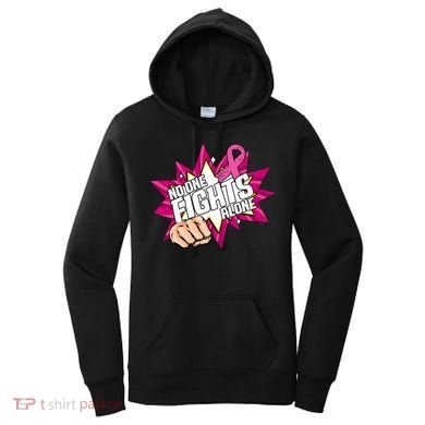 No One Fights Alone Breast Cancer Awareness Women's Hoodie
