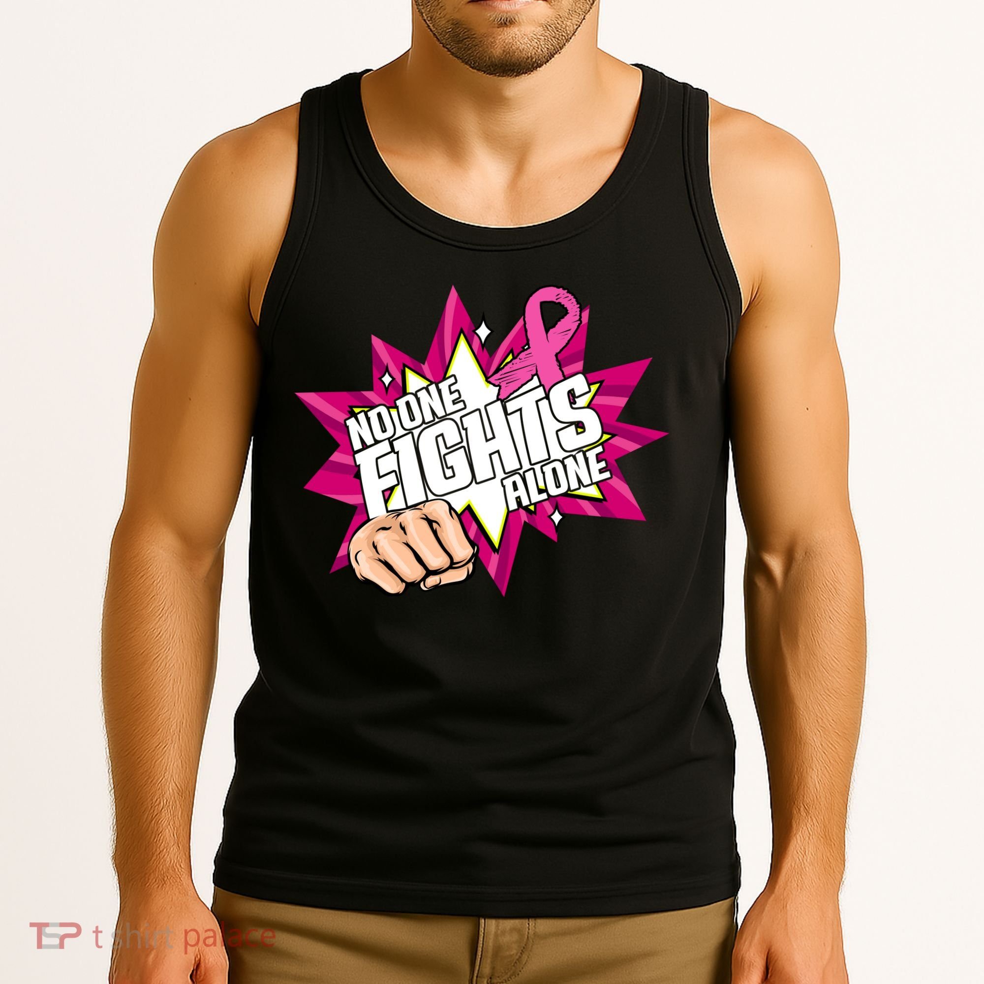 No One Fights Alone Breast Cancer Awareness Tank Top