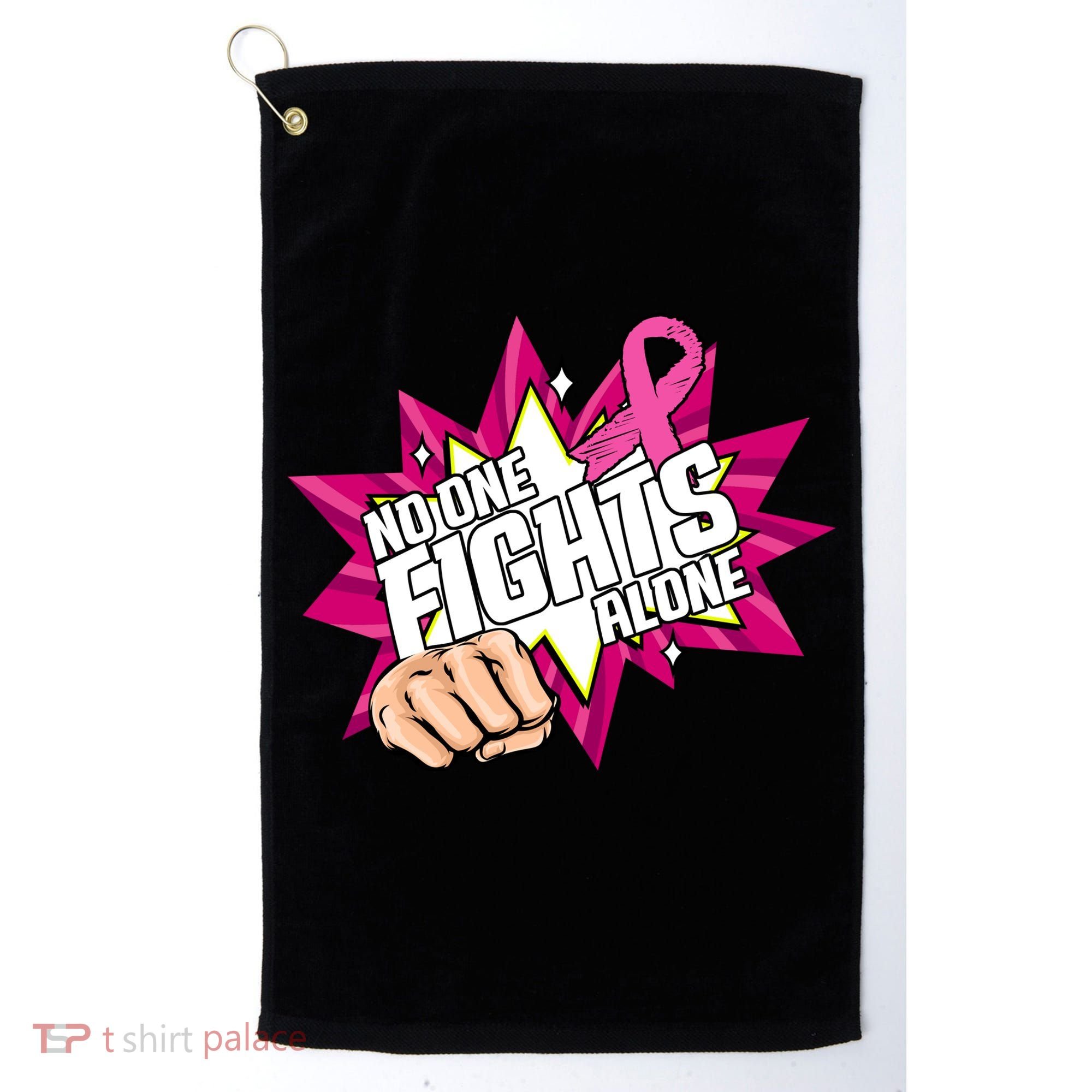 No One Fights Alone Breast Cancer Awareness Golf Towel