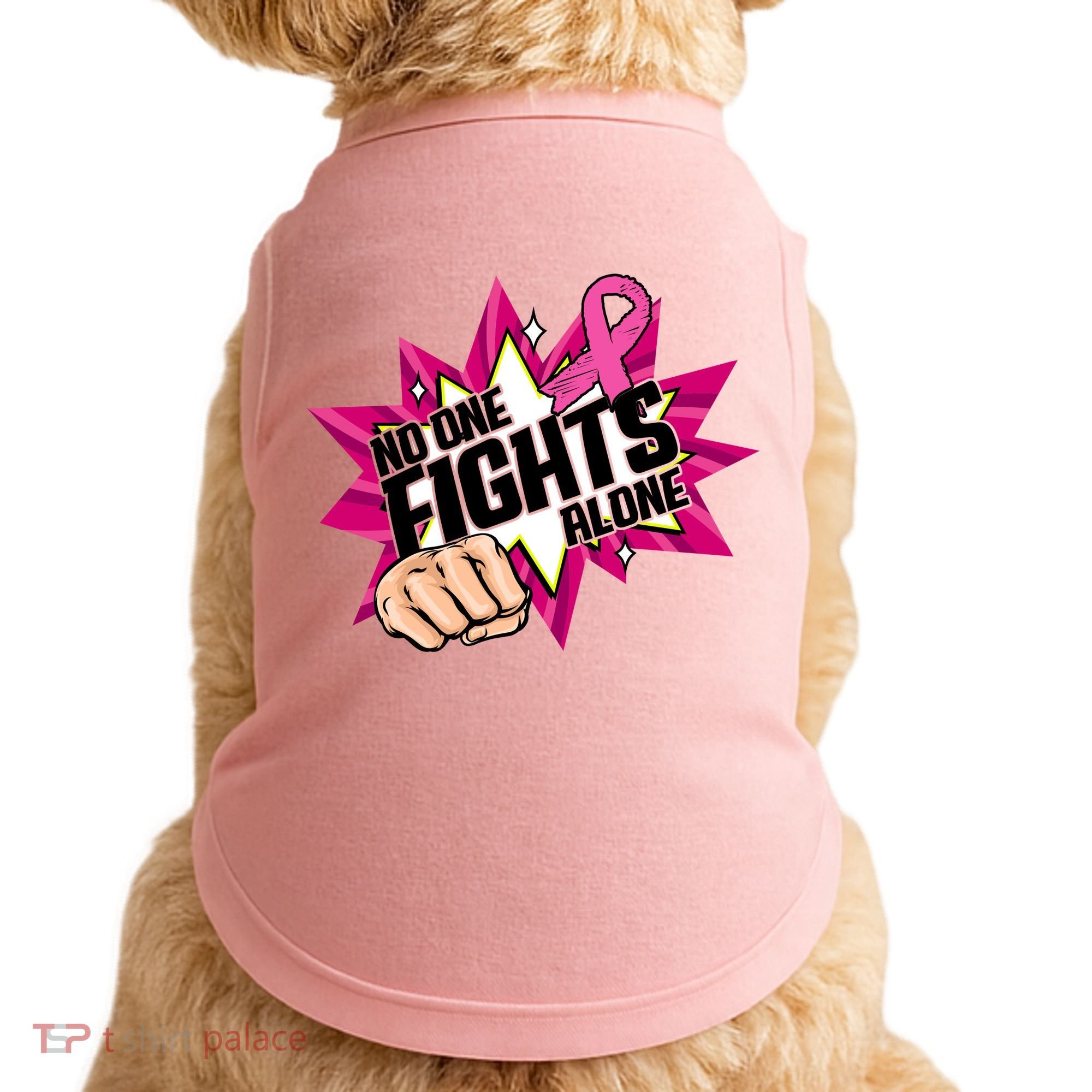 No One Fights Alone Breast Cancer Awareness Doggie Tank