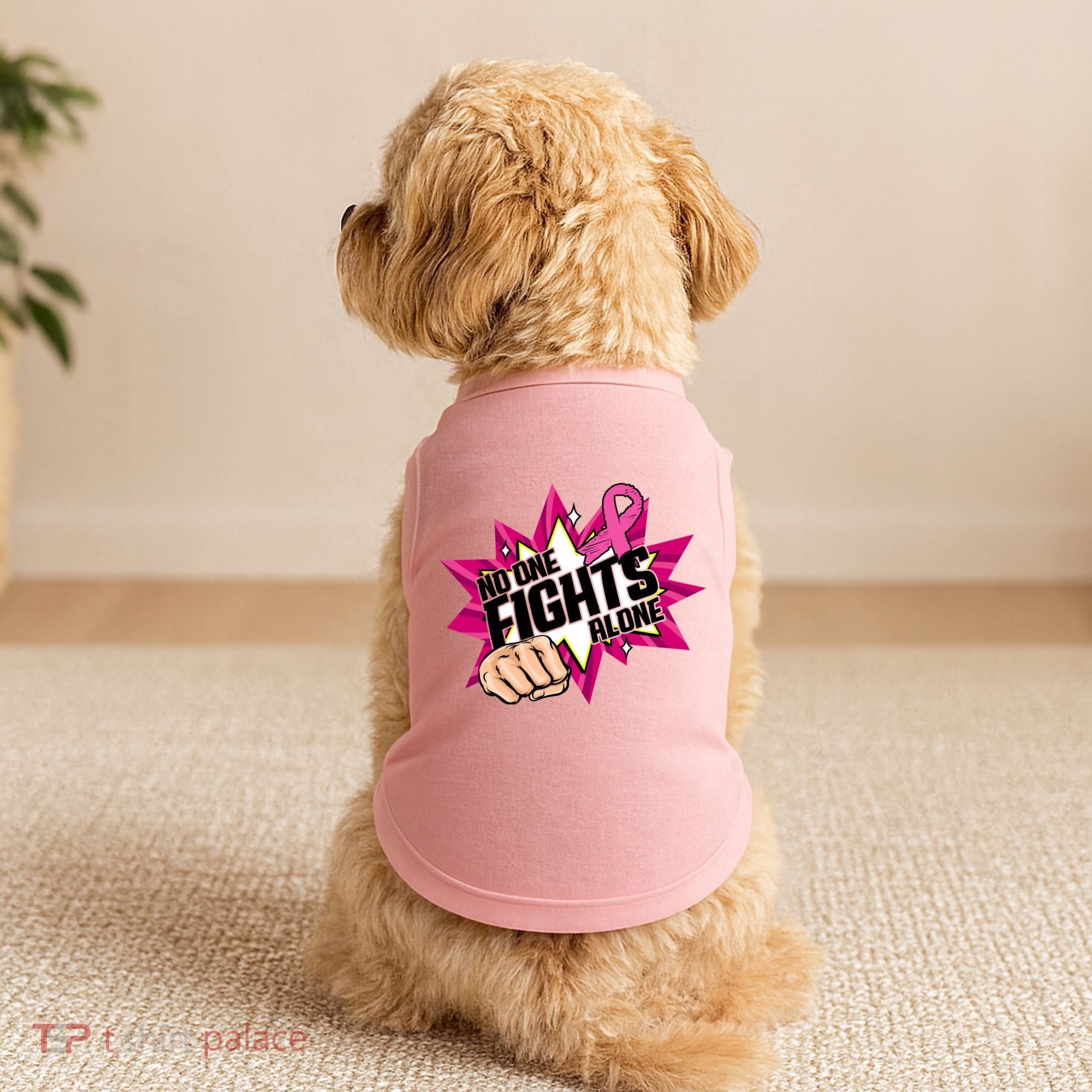 No One Fights Alone Breast Cancer Awareness Doggie Tank
