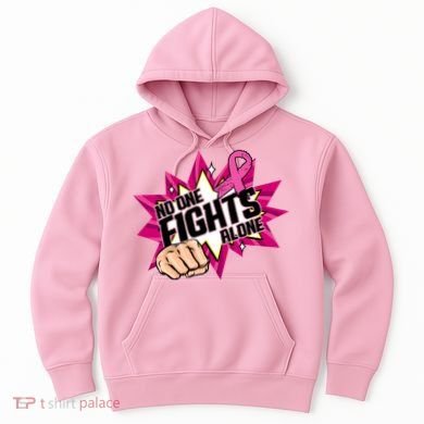No One Fights Alone Breast Cancer Awareness Hoodie