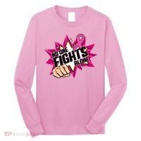 No One Fights Alone Breast Cancer Awareness Long Sleeve Shirt thumb 0