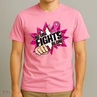 No One Fights Alone Breast Cancer Awareness T-Shirt thumb 3