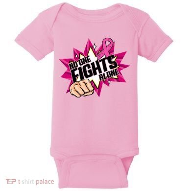 No One Fights Alone Breast Cancer Awareness Baby Bodysuit