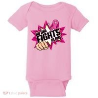 No One Fights Alone Breast Cancer Awareness Baby Bodysuit thumb 0