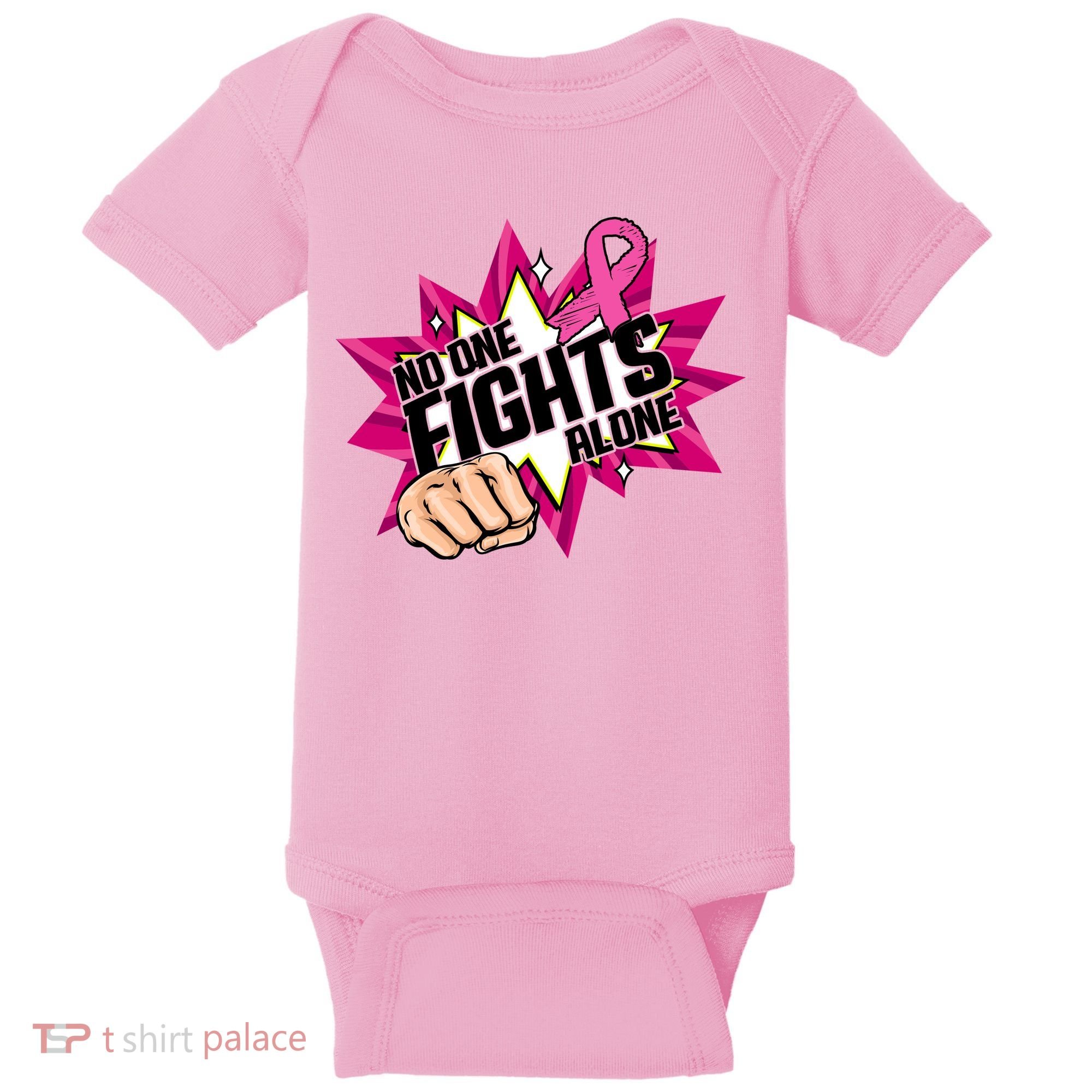 No One Fights Alone Breast Cancer Awareness Baby Bodysuit